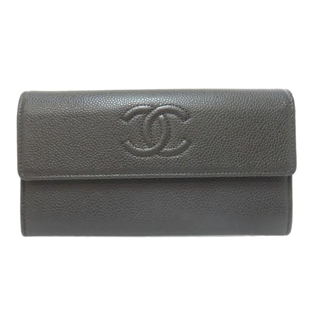 シャネル CHANEL ココマーク 長財布（小銭入れあり） グレインド カーフスキン 中古_1