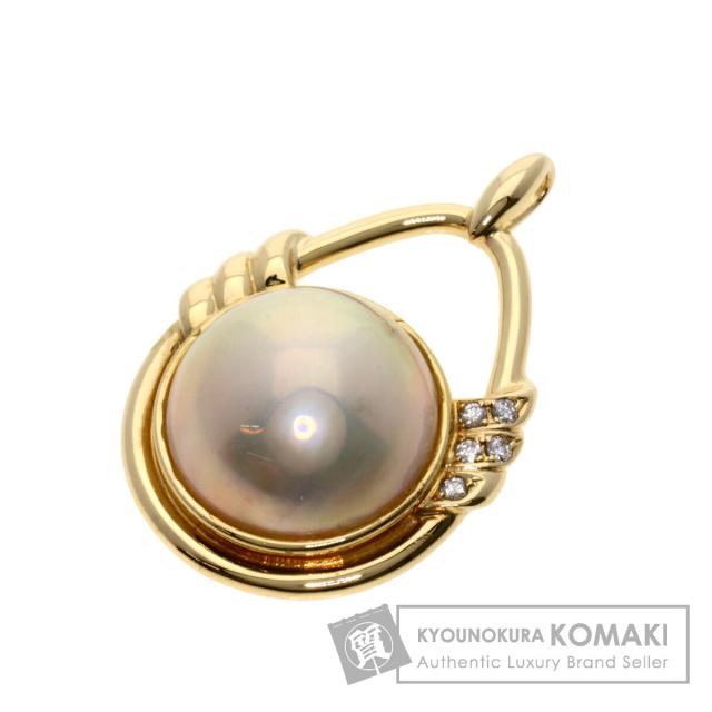 タサキ TASAKI マベパール 真珠 ダイヤモンド ペンダントトップ K14イエローゴールド 中古