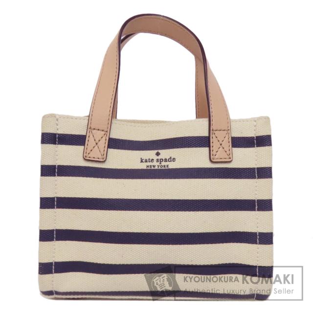 ケイトスペード kate spade  ボーダー  ハンドバッグ キャンバス レディース  中古