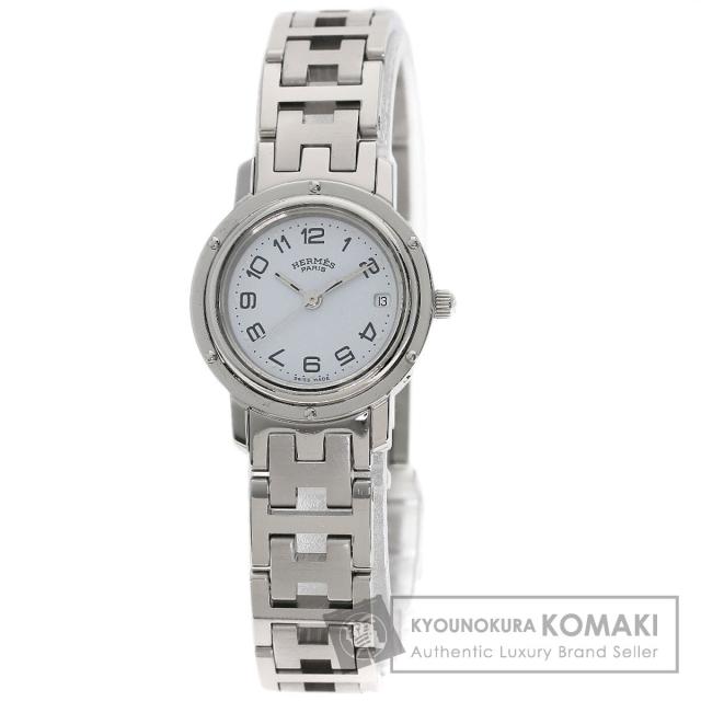 【未使用】HERMES クリッパー 腕時計 シルバー ホワイト 外箱付き 未使用】HERMES クリッパー 腕時計 シルバー ホワイト 外箱付き
