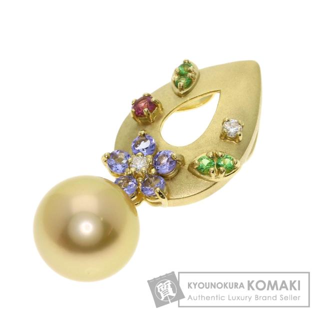 タサキ TASAKI ゴールデンパール 真珠 カラーストーン ペンダントトップ 中古