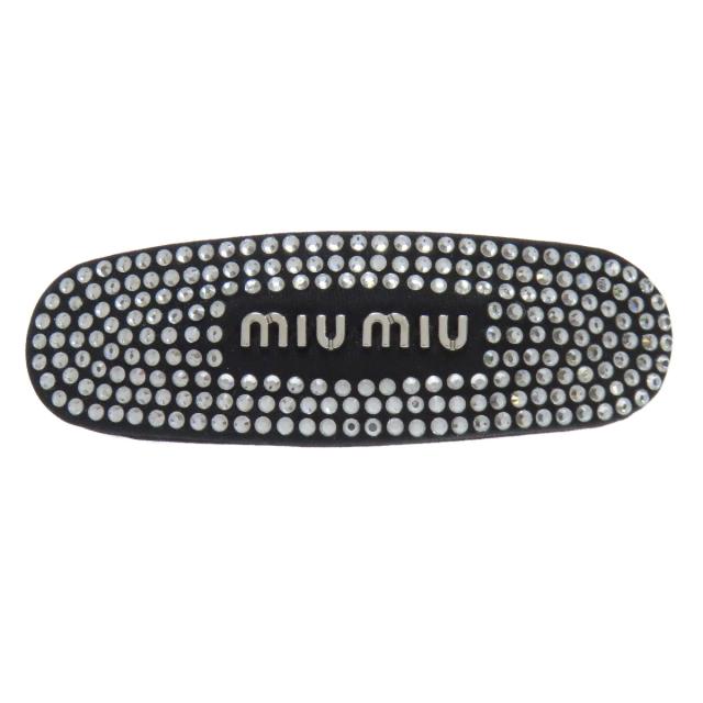 ミュウミュウ MIUMIU ラインストーン バレッタ キャンバス レディース 中古_1