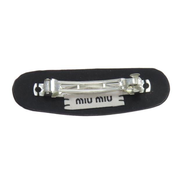 ミュウミュウ MIUMIU ラインストーン バレッタ キャンバス レディース 中古_2