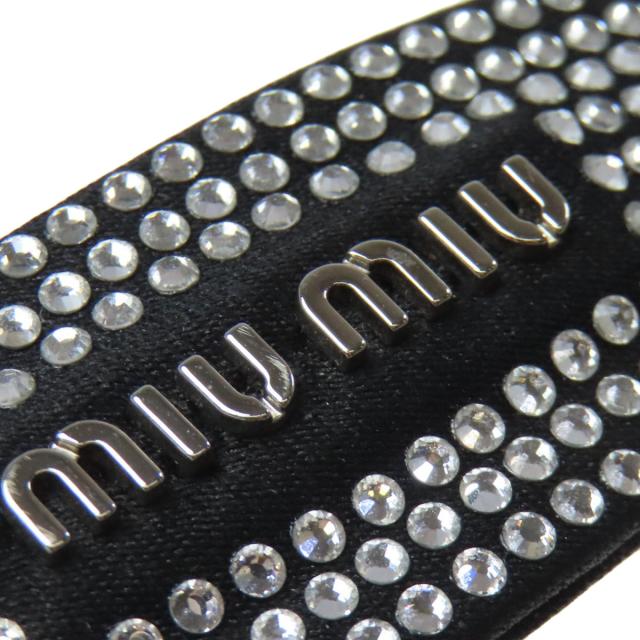 ミュウミュウ MIUMIU ラインストーン バレッタ キャンバス レディース 中古_5