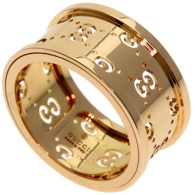 美品　GUCCI アイコンリング GUCCI グッチ リング アイコン 指輪 ワイド K18WG #19 約18.5号 新品