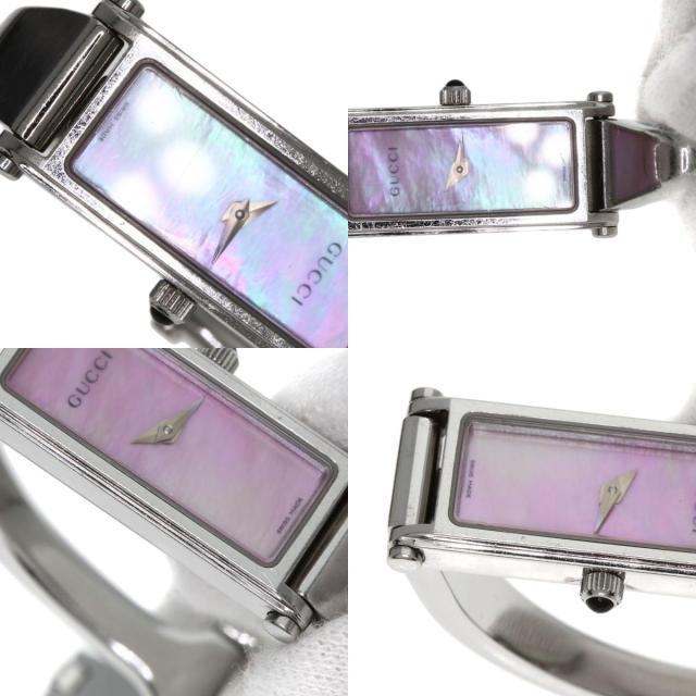 グッチ GUCCI 1500L スクエアフェイス バングル ピンクシェル 腕時計
