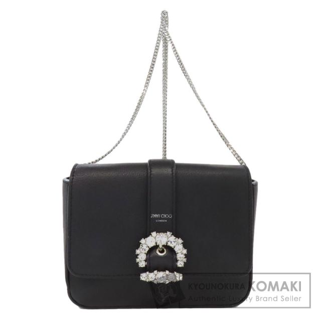 ジミーチュウ Jimmy Choo  チェーンショルダー ロゴ ビジュー  ショルダーバッグ レザー 中古