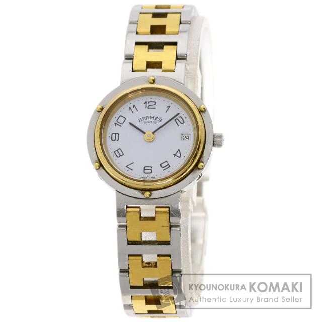 エルメス HERMES クリッパー 旧バックル 腕時計 ステンレススチール SSxGP レディース 中古