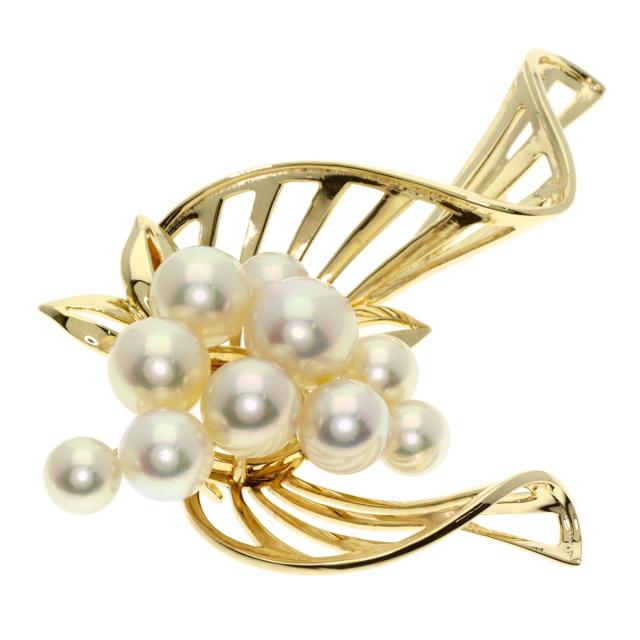 ミキモト MIKIMOTO パール 真珠 ブローチ K14イエローゴールド