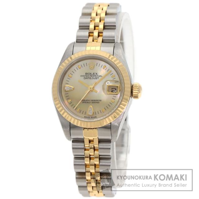ロレックス ROLEX 79173N2BR デイトジャスト イエローシェル 2P ダイヤモンド 腕時計 中古