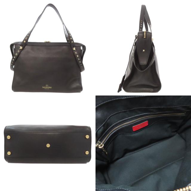 バレンティノ VALENTINO スタッズ ショルダーバッグ レザー レディース 中古_2