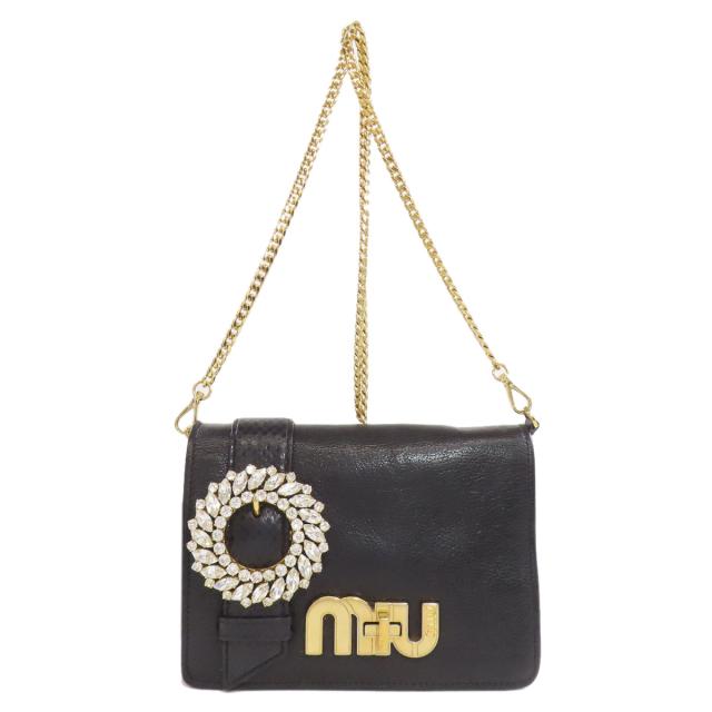ミュウミュウ MIUMIU チェーンショルダー ショルダーバッグ カーフ 
