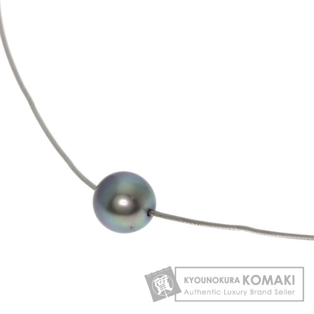タサキ TASAKI ブラックパール 真珠 ワイヤー ネックレス K18ホワイトゴールド レディース 中古