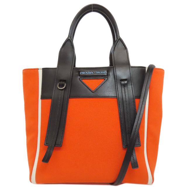 プラダ PRADA ウーヴェルチュール 2WAY ハンドバッグ キャンバス レディース 中古_1