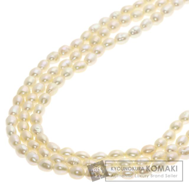 タサキ TASAKI  淡水パール 真珠 ロング 3連  ネックレス K18イエローゴールド レディース  中古