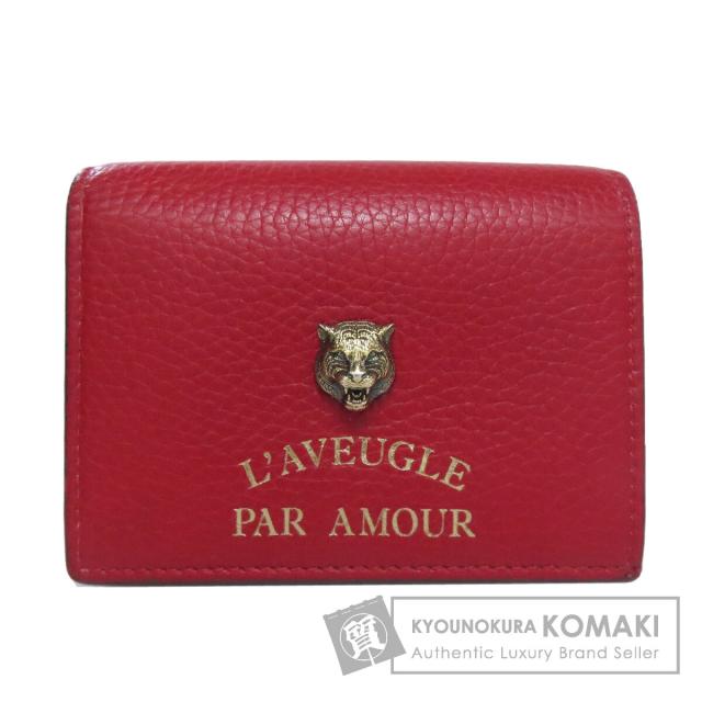 グッチ GUCCI 453169  アニマリエ  二つ折り財布（小銭入れあり） カーフ レディース  中古