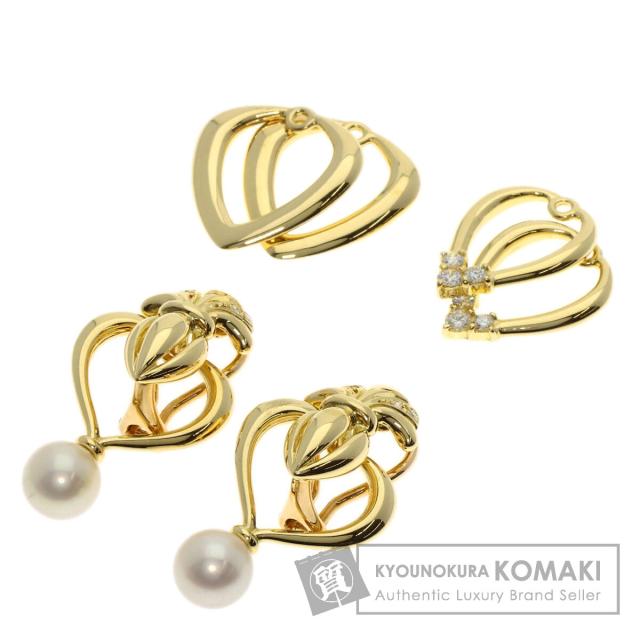 ミキモト MIKIMOTO  ダイヤモンド パール 真珠 替えチャーム付き  イヤリング 中古