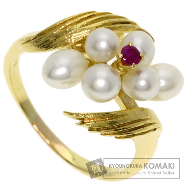 ミキモト MIKIMOTO パール 真珠 ルビー リング・指輪 K18イエロー 