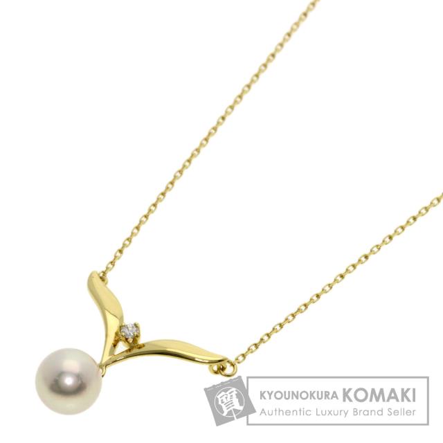 ミキモト MIKIMOTO パール 真珠 ダイヤモンド ネックレス K18イエローゴールド レディース 中古
