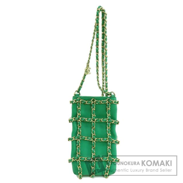 シャネル CHANEL  チェーンポーチ ゴールド金具  ショルダーバッグ ラムスキン レディース  中古