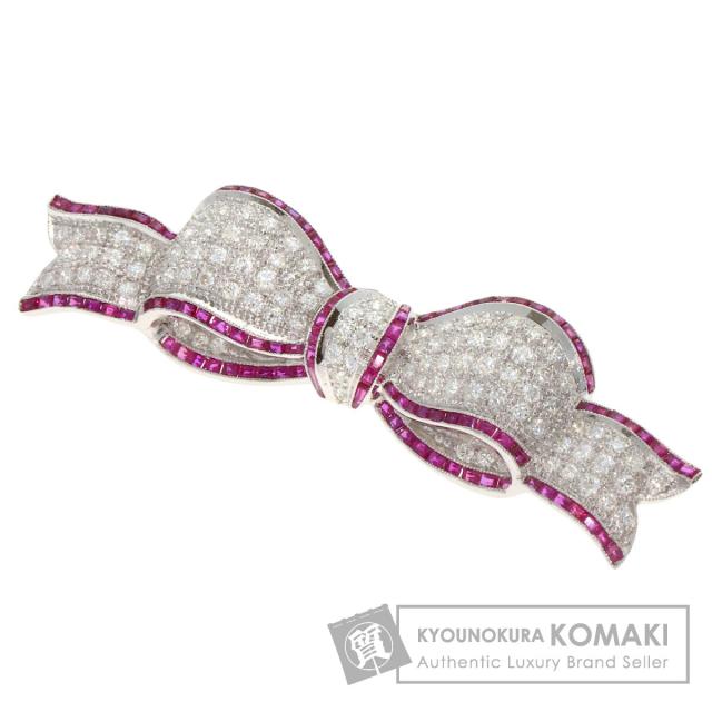 ハリーウィンストン HARRY WINSTON リボン ルビー ダイヤモンド ブローチ 中古