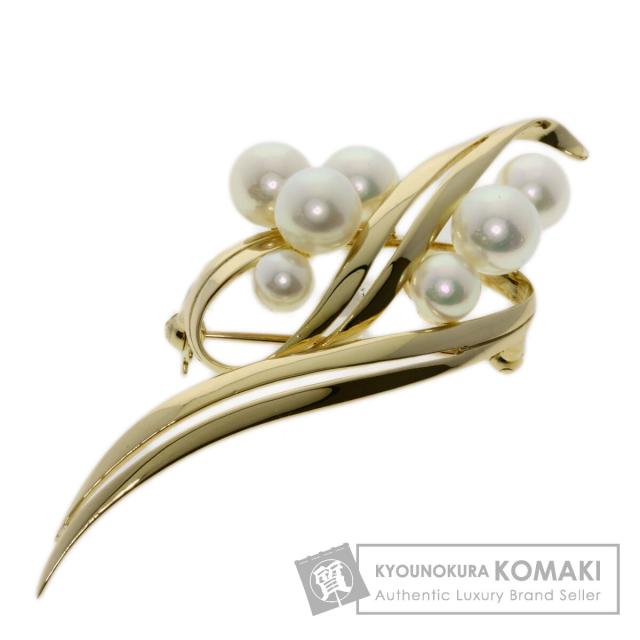 ミキモト MIKIMOTO パール 真珠 ブローチ K14イエローゴールド 