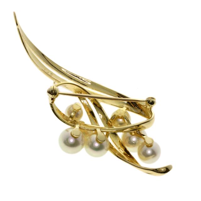 ミキモト MIKIMOTO パール 真珠 ブローチ K14イエローゴールド 