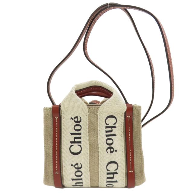 CHLOE クロエ ウッディ ナノ 2WAY ショルダーバッグ キャンバス レディース [中古] クロエ CHLOE ウッディ ナノ 2WAY ショルダーバッグ キャンバス