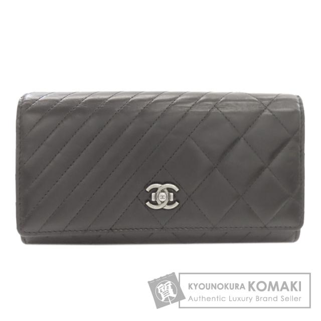 シャネル CHANEL  シェブロン マトラッセ シルバー金具  長財布（小銭入れあり） カーフ 中古
