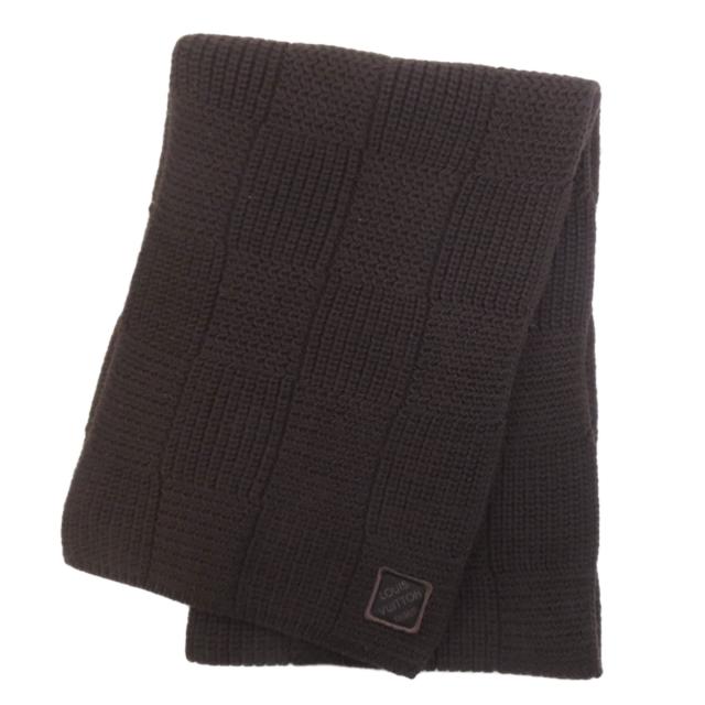 ルイヴィトン LOUIS VUITTON  ロゴ ダミエ柄  マフラー ウール レディース  中古_1