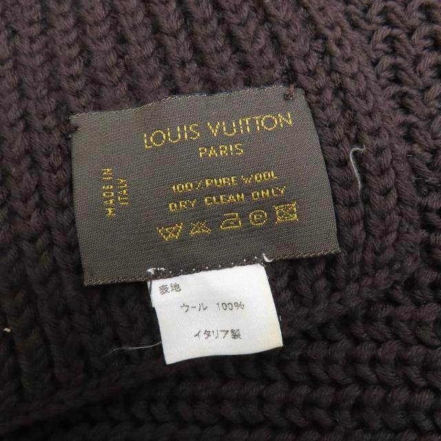 ルイヴィトン LOUIS VUITTON  ロゴ ダミエ柄  マフラー ウール レディース  中古_4