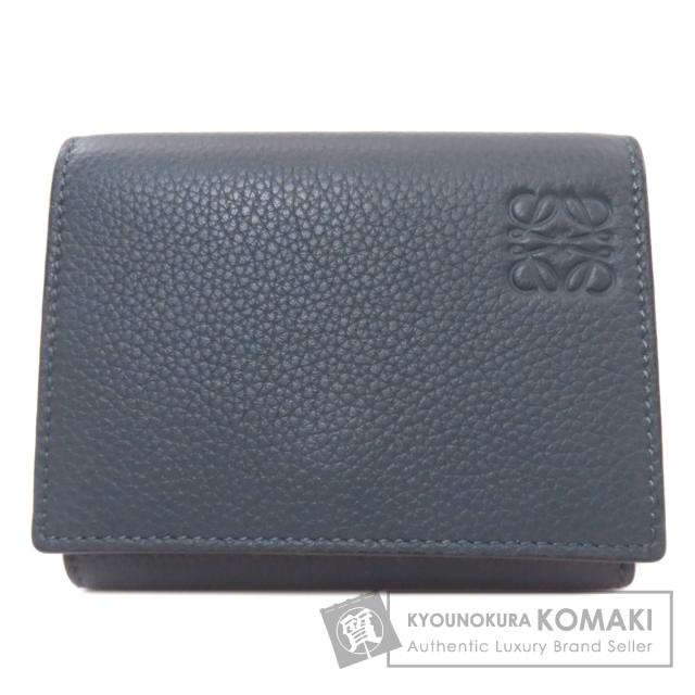 ロエベ LOEWE コンパクトウォレット アナグラム 二つ折り財布（小銭入れあり） レザー 中古