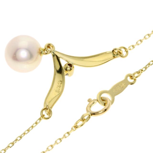 ミキモト MIKIMOTO パール 真珠 ダイヤモンド ネックレス K18イエローゴールド レディース 中古