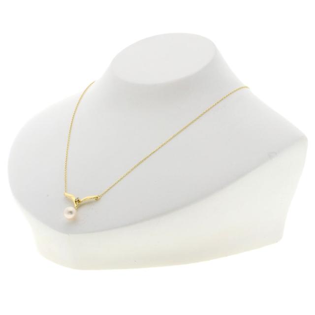 ミキモト MIKIMOTO パール 真珠 ダイヤモンド ネックレス K18イエローゴールド レディース 中古