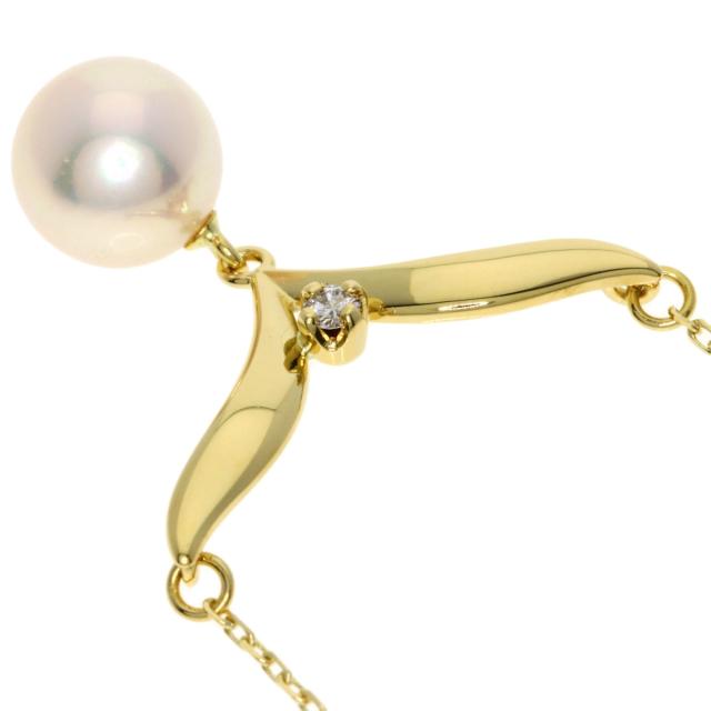 ミキモト MIKIMOTO パール 真珠 ダイヤモンド ネックレス K18イエローゴールド レディース 中古
