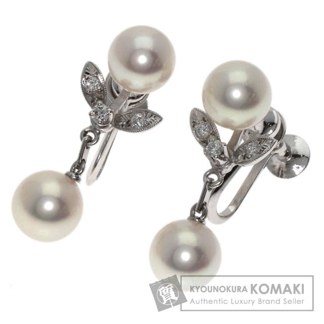ミキモト MIKIMOTO  パール 真珠 ダイヤモンド  イヤリング K14ホワイトゴールド レディース  中古