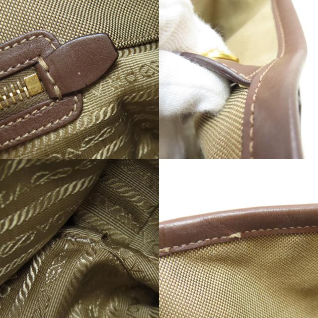 ほぼ未使用 PRADA プラダ 三角ロゴ 金具 ナイロン レザー 本革 PRADA