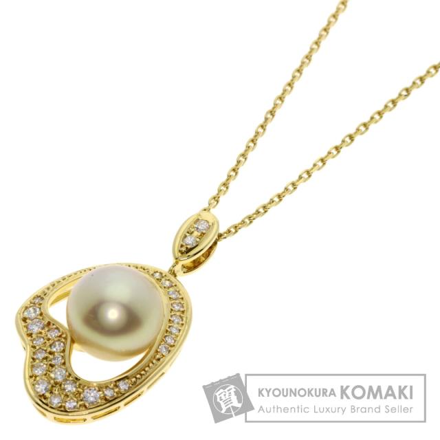 ミキモト MIKIMOTO  パール 真珠 ダイヤモンド  ネックレス K18イエローゴールド レディース  中古