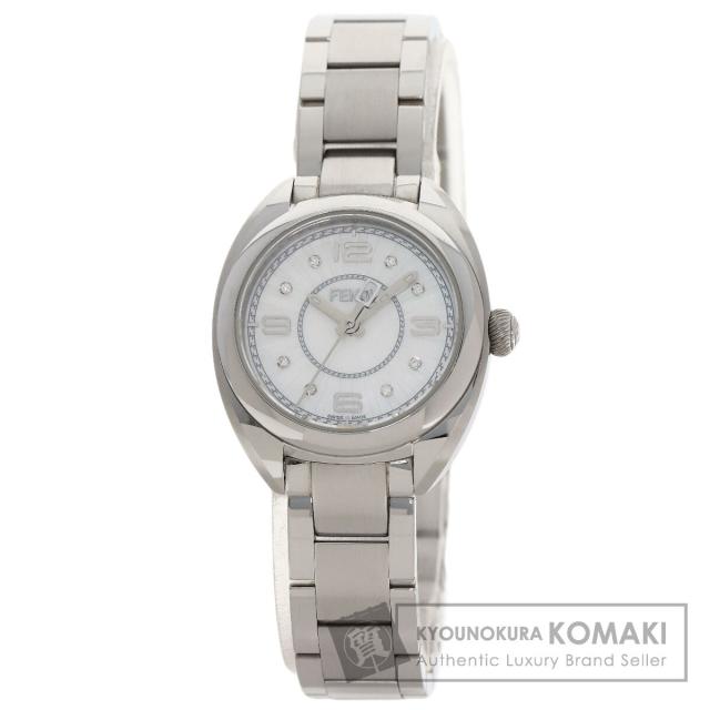 フェンディ FENDI 21000S モメント 8P ダイヤモンド 腕時計 ステンレススチール SS 中古