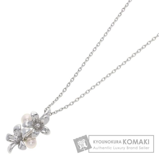 ミキモト MIKIMOTO  フラワーモチーフ パール 真珠  ネックレス シルバー レディース  中古