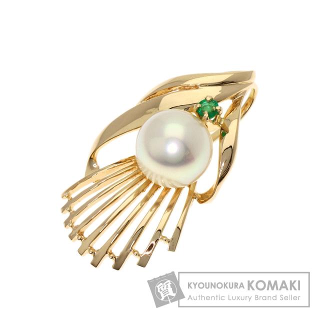 タサキ TASAKI パール 真珠 エメラルド ペンダントトップ K14イエローゴールド レディース 中古