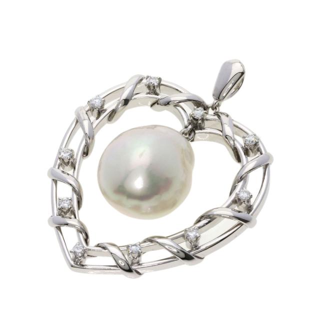 ミキモト MIKIMOTO ハート 真珠 パール ペンダントトップ K14ホワイト 
