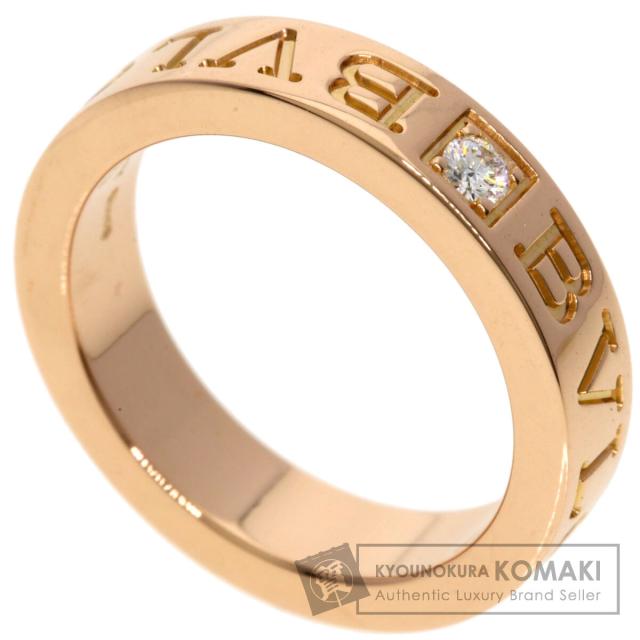 ブルガリ BVLGARI  ダブルロゴ 1P ダイヤモンド  リング・指輪 K18ピンクゴールド レディース  中古
