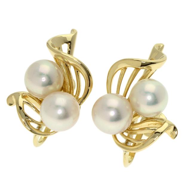 ミキモト MIKIMOTO パール 真珠 イヤリング K14イエローゴールド 