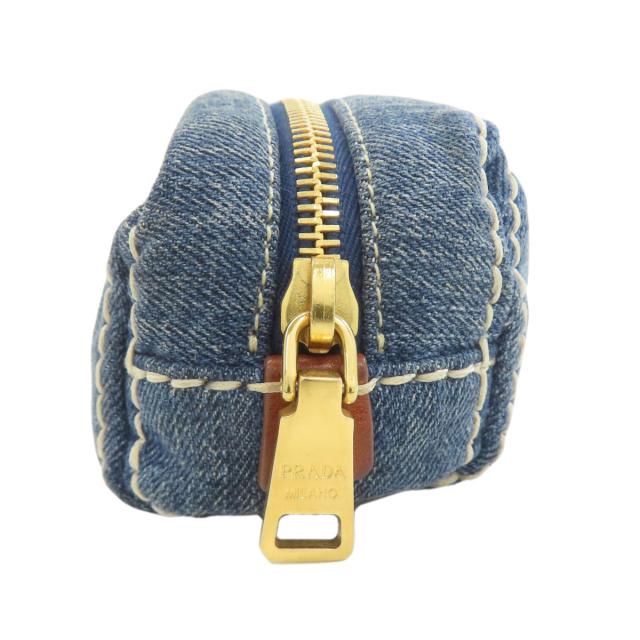 プラダ PRADA ロゴ金具 化粧ポーチ デニム レディース 中古_3