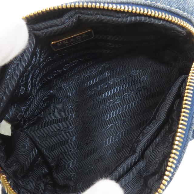 プラダ PRADA ロゴ金具 化粧ポーチ デニム レディース 中古_5