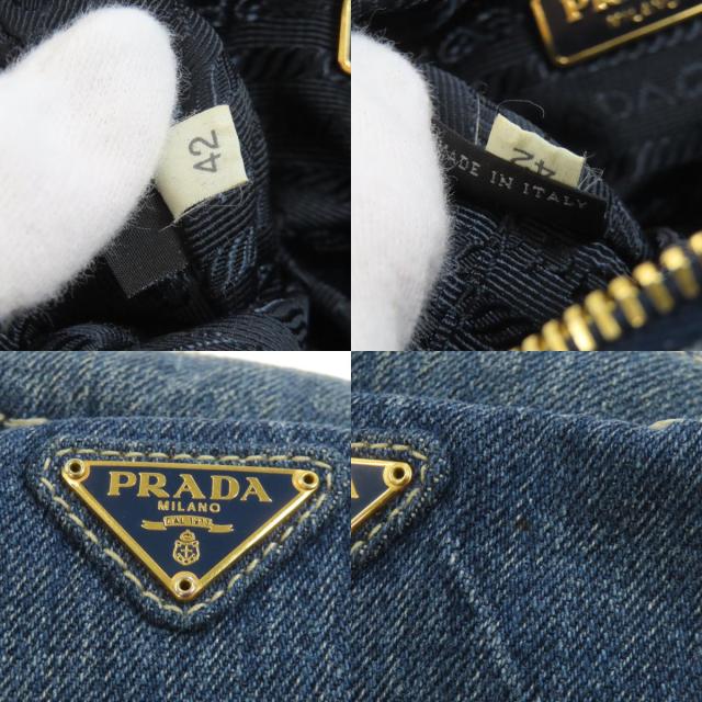 プラダ PRADA ロゴ金具 化粧ポーチ デニム レディース 中古_7