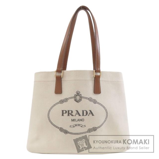 プラダ PRADA 1BG355 ロゴ トートバッグ キャンバス レディース 中古