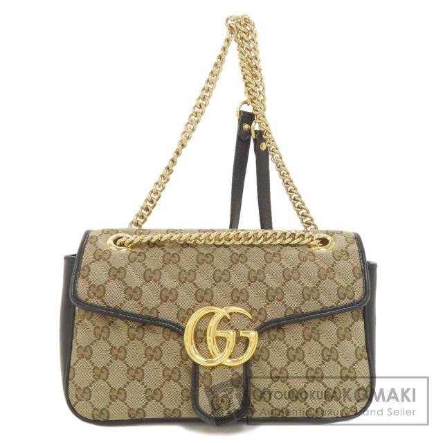 グッチ GUCCI 443497 GGマーモント ミディアム ショルダーバッグ キャンバス レディース 中古