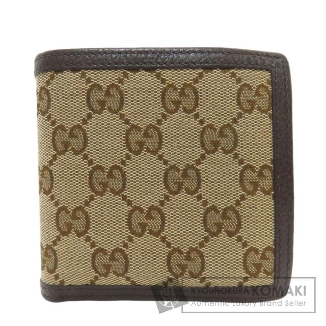 グッチ GUCCI 150413 アウトレット GG 二つ折り財布（小銭入れあり） キャンバス レディース 中古